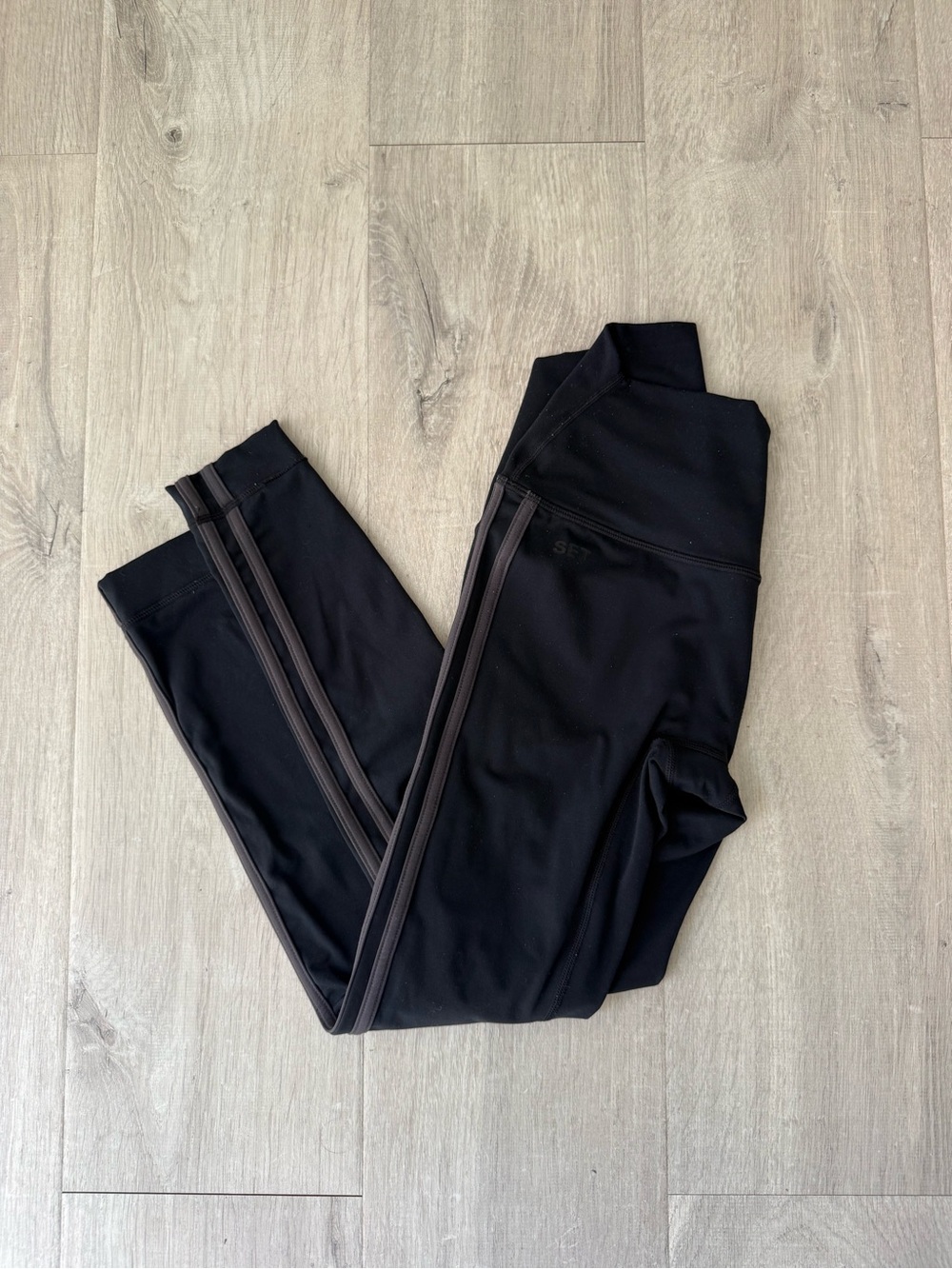 Set Active Black Sportbody Side Stripe Leggings